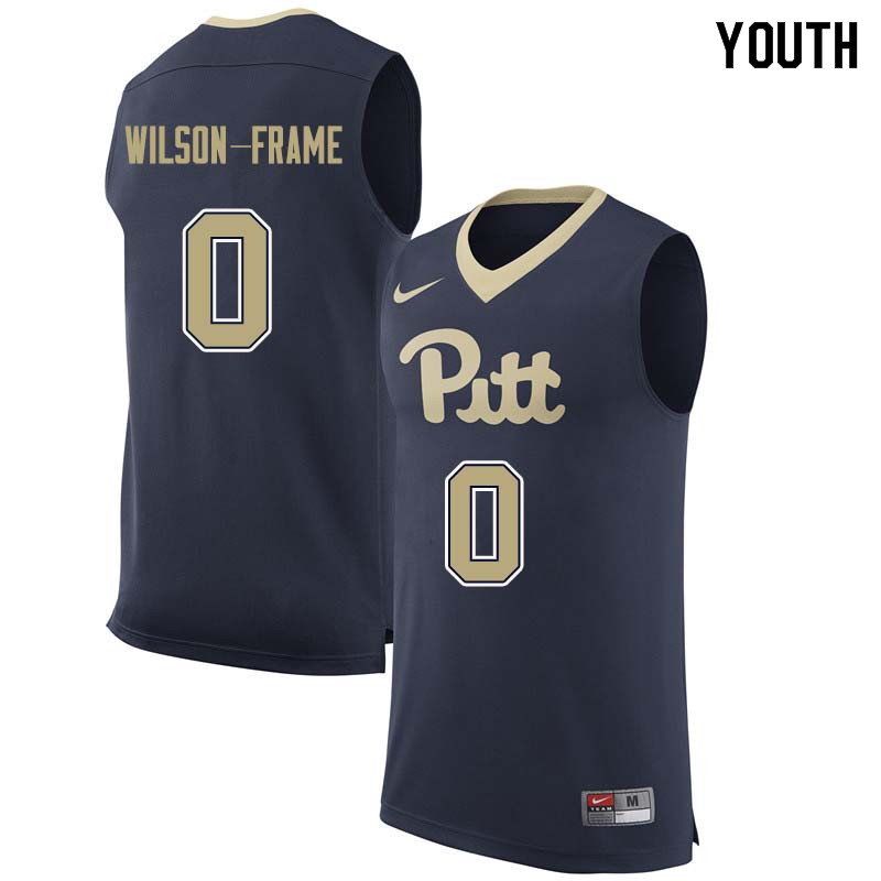 Youth #0 Jared Wilson-Frame Pittsburgh Panthers College Basketball Jerseys Sale-Navy